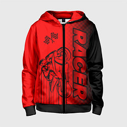 Толстовка на молнии детская Гонщик, цвет: 3D-черный