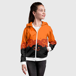 Толстовка на молнии детская Хэллоуин счастливые тыквы, цвет: 3D-белый — фото 2