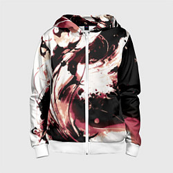 Толстовка на молнии детская Чёрно-красный абстракция волна, цвет: 3D-белый