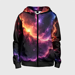 Толстовка на молнии детская Фантастические космические туманы, цвет: 3D-черный