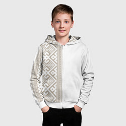 Толстовка на молнии детская Узоры славянские в бежевом цвете, цвет: 3D-белый — фото 2