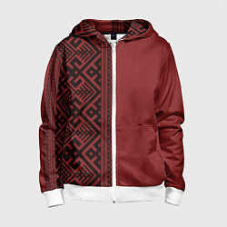 Детская толстовка на молнии Узоры славянские в красном цвете