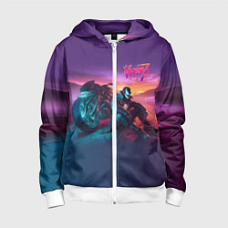 Толстовка на молнии детская Venom near his motorcycle - ai art fantasy, цвет: 3D-белый