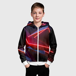 Толстовка на молнии детская Neon laser red, цвет: 3D-белый — фото 2