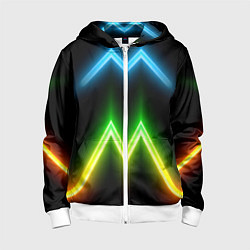 Толстовка на молнии детская Neon multicolored lines, цвет: 3D-белый