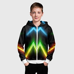 Толстовка на молнии детская Neon multicolored lines, цвет: 3D-белый — фото 2