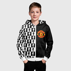 Толстовка на молнии детская Манчестер Юнайтед текстура люди, цвет: 3D-белый — фото 2