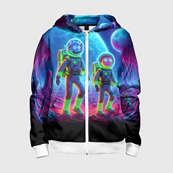 Толстовка на молнии детская Рик и Морти на сказочной неоновой планете, цвет: 3D-белый