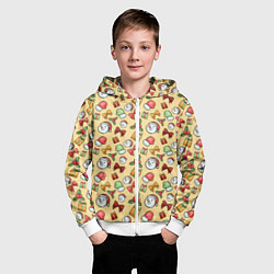 Толстовка на молнии детская Новогодний паттерн, цвет: 3D-белый — фото 2