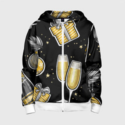 Толстовка на молнии детская Новогодний вайб, цвет: 3D-белый