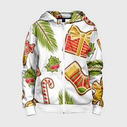 Толстовка на молнии детская Рождественский вайб, цвет: 3D-белый