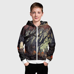 Толстовка на молнии детская Призрачный лес, цвет: 3D-белый — фото 2