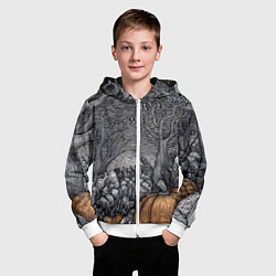 Толстовка на молнии детская Осенние шалости духов, цвет: 3D-белый — фото 2