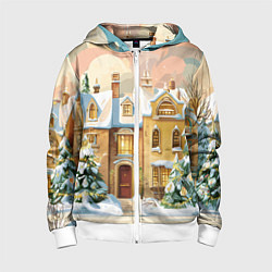 Детская толстовка на молнии Новогодний город