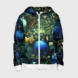 Детская толстовка на молнии Новогодние шарики на елке