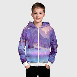 Толстовка на молнии детская Новогодняя магическая атмосфера, цвет: 3D-белый — фото 2