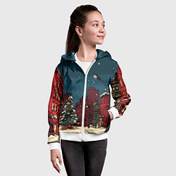 Толстовка на молнии детская Новогодняя ночь, цвет: 3D-белый — фото 2