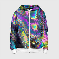 Толстовка на молнии детская Абстракция переливы, цвет: 3D-белый