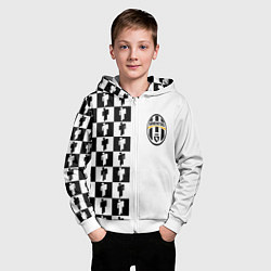 Толстовка на молнии детская Ювентус паттерн люди, цвет: 3D-белый — фото 2