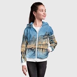 Толстовка на молнии детская Снежный вечер Санкт-Петербурга, цвет: 3D-белый — фото 2