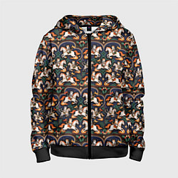 Детская толстовка на молнии Новогодние коты всадники на лошади