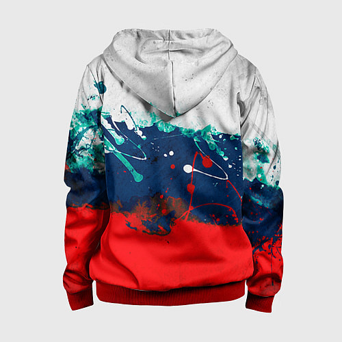 Детская толстовка на молнии Триколор РФ / 3D-Красный – фото 2