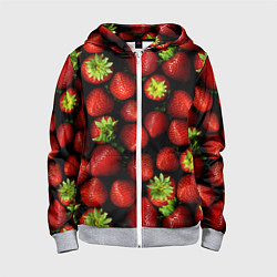 Толстовка на молнии детская Клубничка, цвет: 3D-меланж