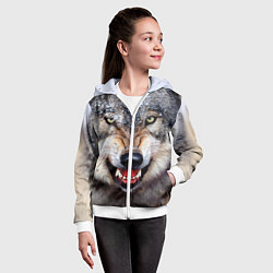 Толстовка на молнии детская Взгляд волка, цвет: 3D-белый — фото 2