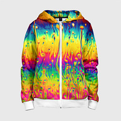 Толстовка на молнии детская Tie dye, цвет: 3D-белый