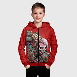 Толстовка на молнии детская Скелет, цвет: 3D-красный — фото 2