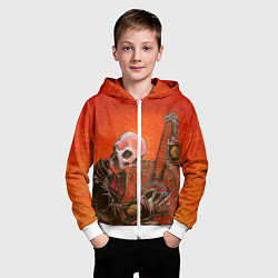 Толстовка на молнии детская Скелет с гитарой, цвет: 3D-белый — фото 2