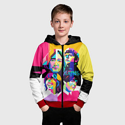 Толстовка на молнии детская The Beatles: Poly-art, цвет: 3D-красный — фото 2