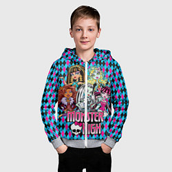 Толстовка на молнии детская Monster High, цвет: 3D-меланж — фото 2