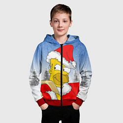 Толстовка на молнии детская Санта Гомер, цвет: 3D-красный — фото 2