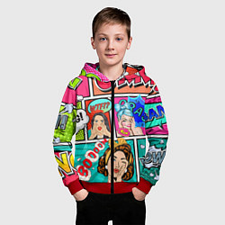 Толстовка на молнии детская POP ART, цвет: 3D-красный — фото 2