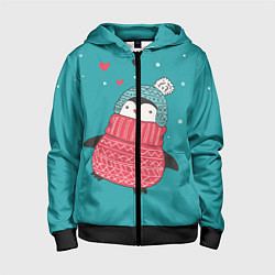 Толстовка на молнии детская Пингвинчик, цвет: 3D-черный