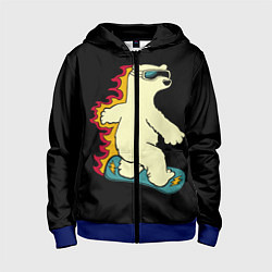 Толстовка на молнии детская Мишка на борде, цвет: 3D-синий