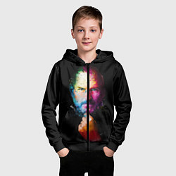 Толстовка на молнии детская Стив Джобс, цвет: 3D-черный — фото 2