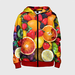 Толстовка на молнии детская Мультифрукт, цвет: 3D-красный