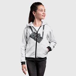 Толстовка на молнии детская Фотоаппарат на груди, цвет: 3D-черный — фото 2