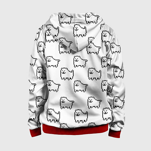 Детская толстовка на молнии Undertale Annoying dog white / 3D-Красный – фото 2