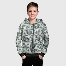 Толстовка на молнии детская Банкноты, цвет: 3D-черный — фото 2