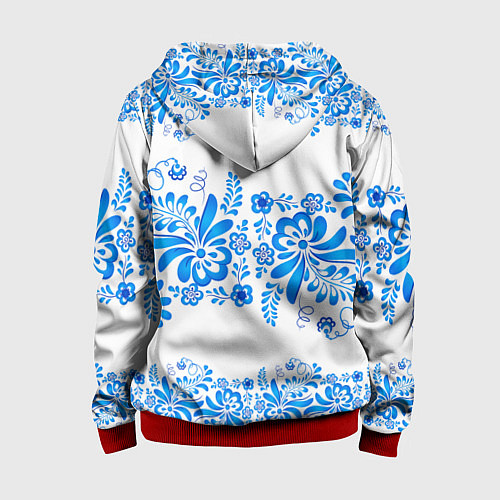 Детская толстовка на молнии Гжель / 3D-Красный – фото 2