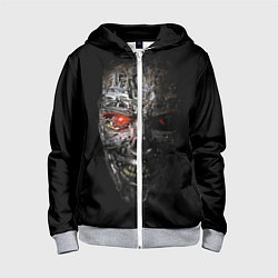 Толстовка на молнии детская Terminator Skull, цвет: 3D-меланж