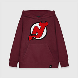 Толстовка детская хлопковая New Jersey Devils, цвет: меланж-бордовый