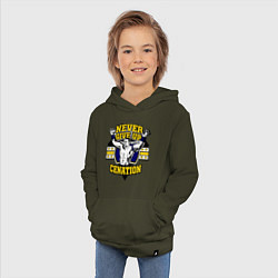 Толстовка детская хлопковая Never Give Up: Cenation, цвет: хаки — фото 2
