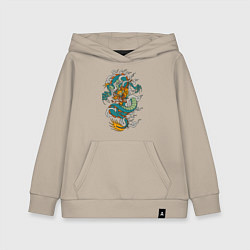 Толстовка детская хлопковая Дракон, цвет: миндальный