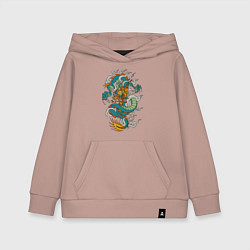 Толстовка детская хлопковая Дракон, цвет: пыльно-розовый