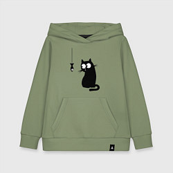 Детская толстовка-худи Кот и рыба