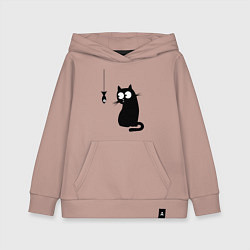 Детская толстовка-худи Кот и рыба